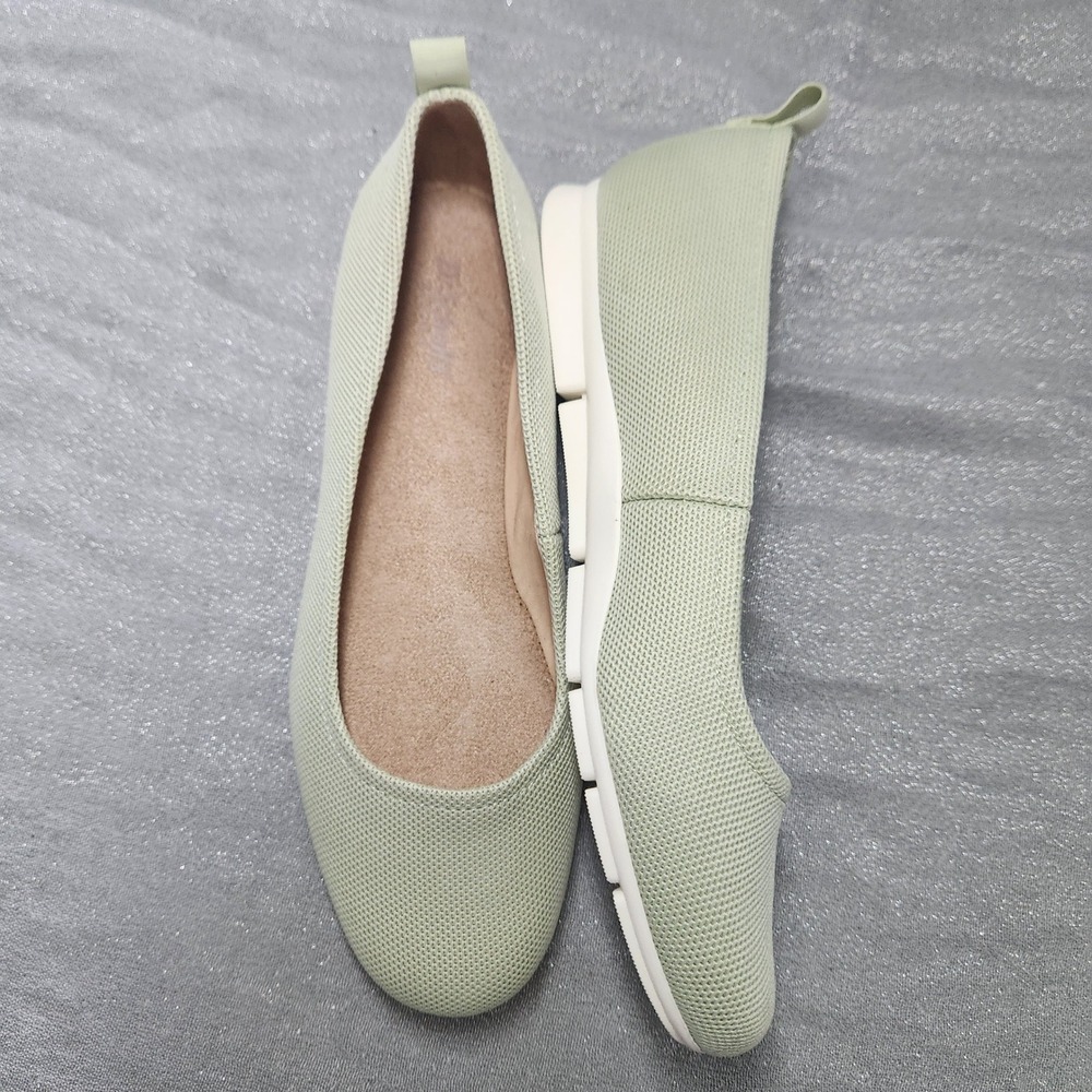 Dr. Scholls Timeless Aloe Green Knit Ballet Flats Womens Size 9M Slip On Comfort